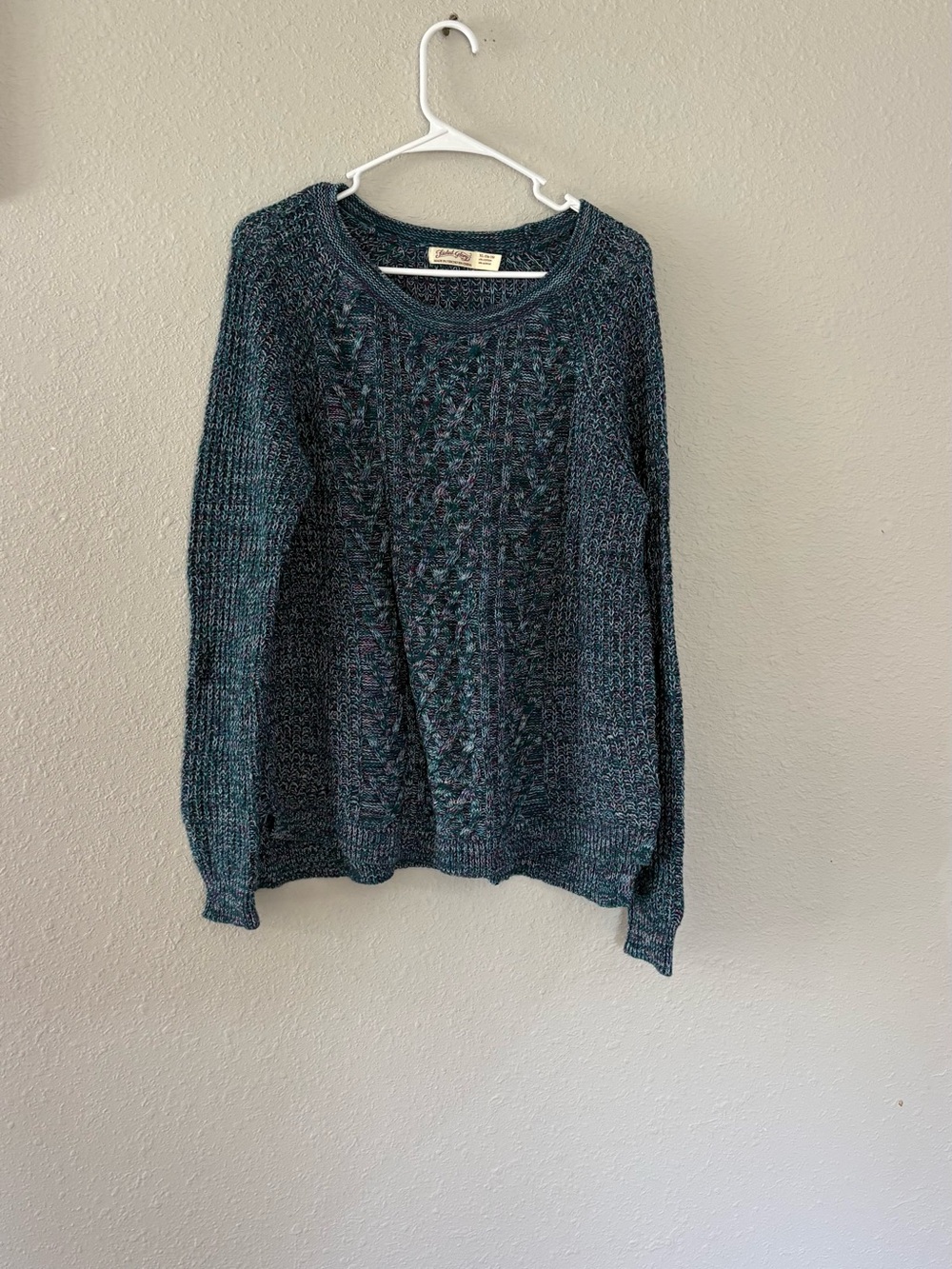 Faded Glory Teal-Mix Cable Knit Sweater